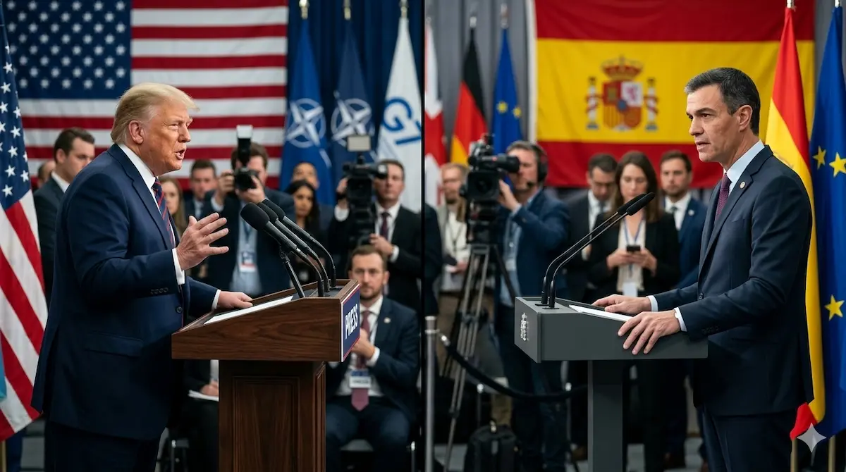 Trump amenaza con cortar el comercio con España, Donald Trump y Pedro Sánchez durante tensión comercial entre Estados Unidos y España en 2026